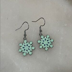 Snowflake Earrings with Blue Accents